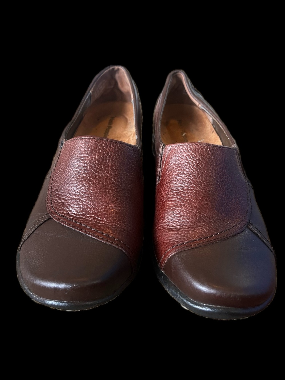 Vintage Hush Puppies Women's Brown Leather Slip-On Comfort Shoes